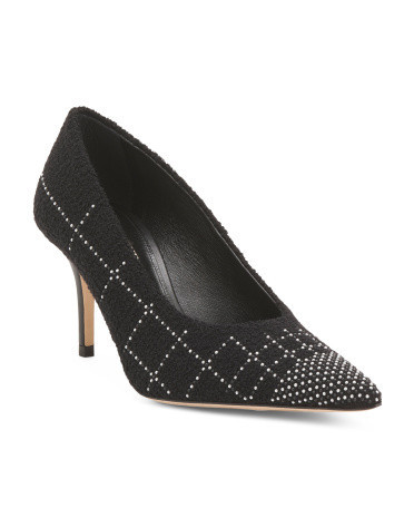 Tweed Pumps With Pearl Embellishment For Women, Leather | TJ Maxx