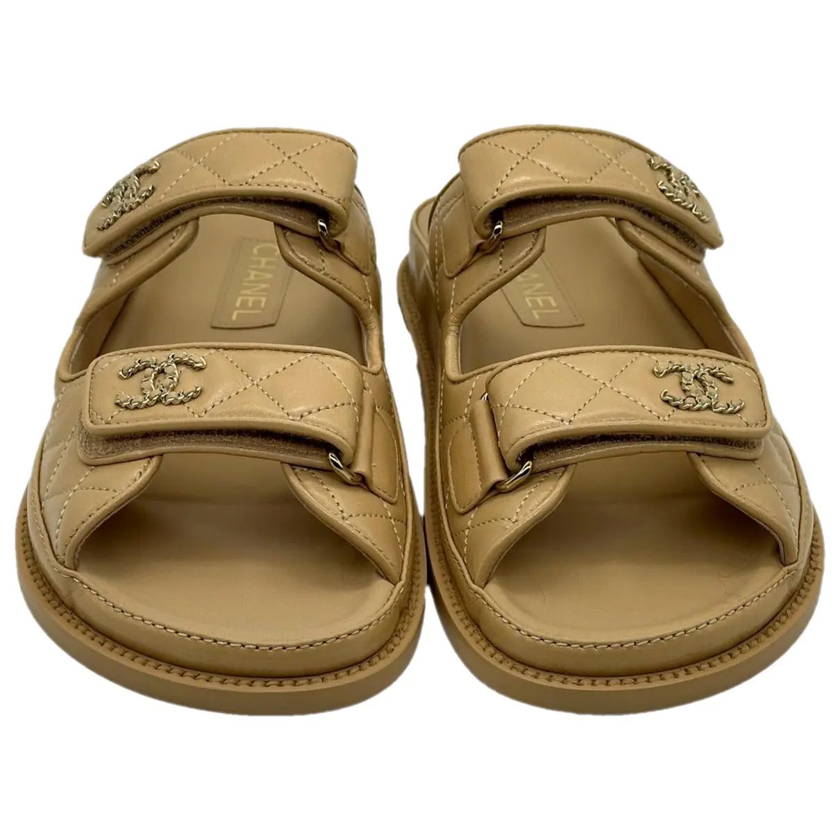 Dad sandals leather sandal Chanel Beige size 36 EU in Leather - 41999933 | Vestiaire Collective (Global)