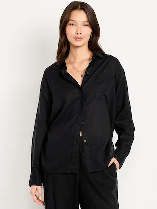 Linen-Blend Loose Button-Down Shirt | Old Navy (CA)