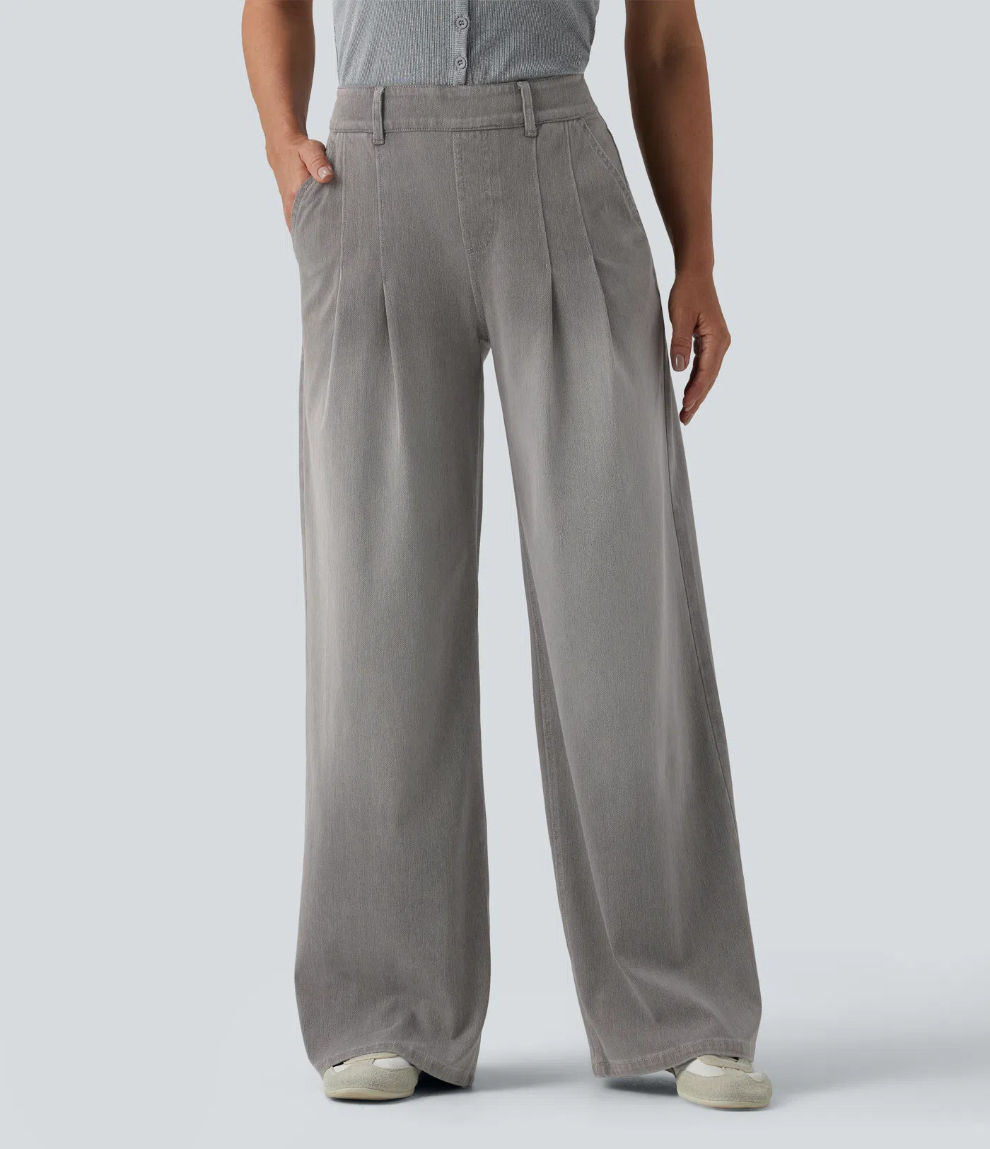 Women’s Halara Flex™ Mid Rise Wide Leg Casual Jeans with Pockets - Halara | HALARA