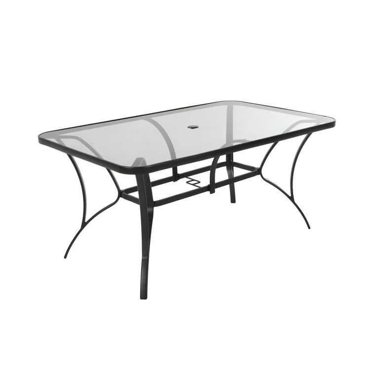 COSCO Outdoor Living Paloma Steel Patio Dining Table, Dark Gray Steel Frame, Tempered Glass Table... | Walmart (US)