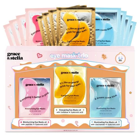 Grace & Stella Holiday Eye Mask Trio 12 pairs (4 Gold, 4 Pink, 4 Blue) | Walmart (US)
