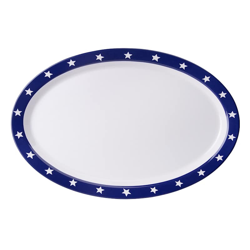 Star Rimmed Melamine Oval Serving Platter | At Home