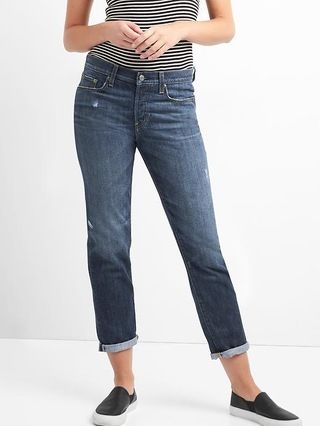 Gap Womens Mid Rise Relaxed Boyfriend Jeans In Tencelâ„¢ (Dark) Dark Indigo Size 24 | Gap US