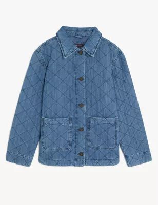 Pure Cotton Denim Quilted Shacket | M&S Collection | M&S | Marks & Spencer (UK)