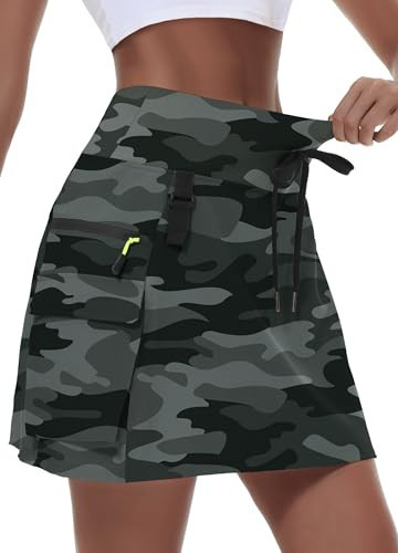 MIVEI Women's Hiking Cargo Skort Skirt High Waisted Golf Dressy Casual with Zipper Pockets Workout Sport Quick Dry Skirts Camo | Amazon (US)