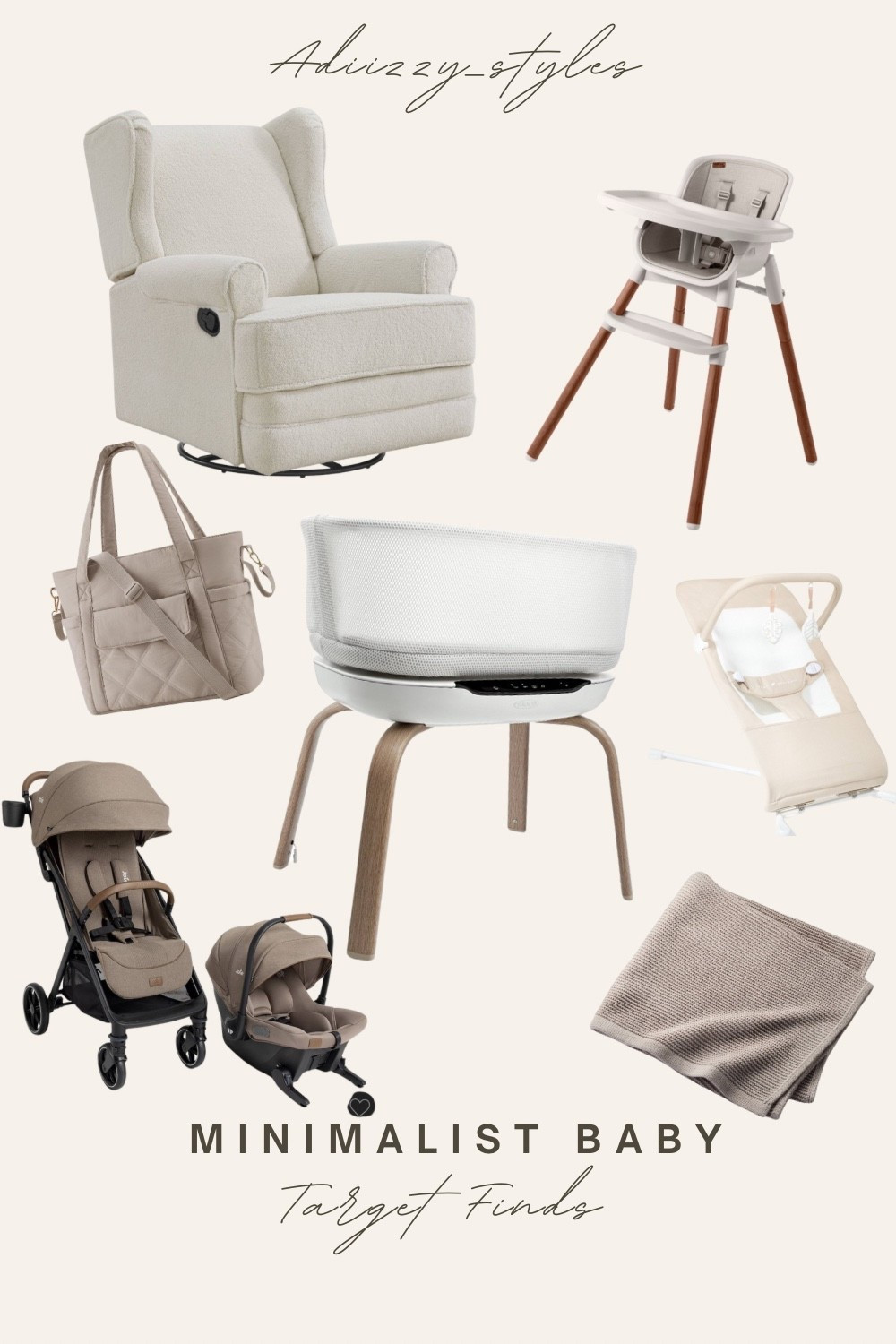 Minimalist baby at Target
Yall the way @target could have all of my money with these baby items. Day dreaming about baby number 3 just to use these
 JK I just want # 3 but these are the
cutest finds.
#minimalist #baby #babyregistry #targetfinds #targetmusthaves
Gift ideas:
Baby stroller / carseat/ travel system
Diaper tote bag
Baby bouncer
Glider recliner chair
Soothing baby bassinet
High chair

#LTKBaby #LTKBump #LTKKids