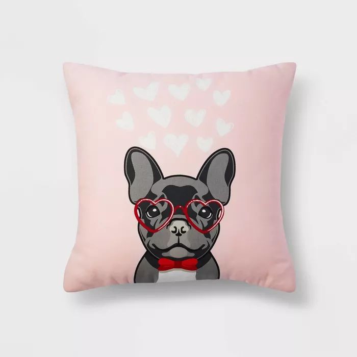 Square Dog Valentine's Day Pillow Pink - Spritz™ | Target