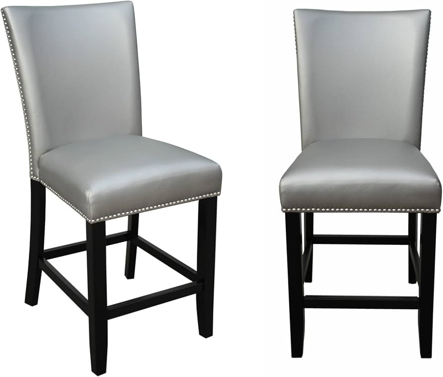 Steve Silver Co Upholstered Upscale Dining Faux Leather, Set of 2 Counter Chairs, 24″ Seat Heig... | Amazon (US)