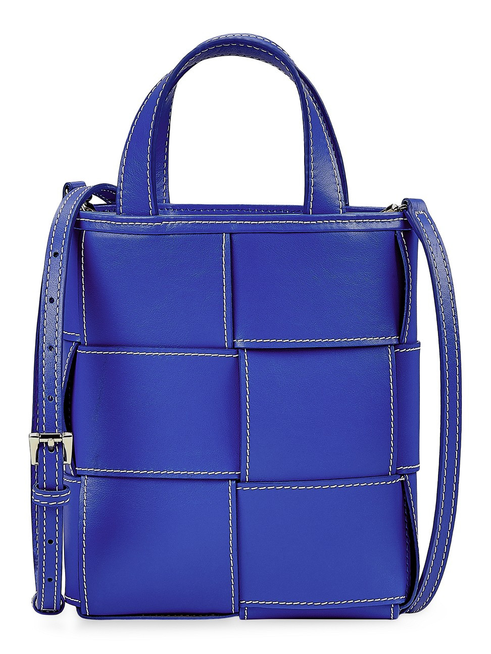 Women's Mini Chloe Woven Leather Shopper Tote Bag - Cobalt | Saks Fifth Avenue
