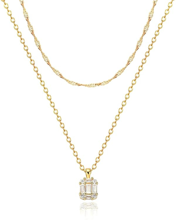 Zeffy Diamond Necklaces for Women, Dainty Gold Necklace 18k Gold Plated Layered Necklaces Simple ... | Amazon (US)