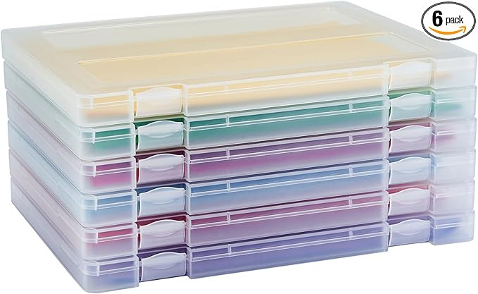 6 Pack A4 Paper Storage Box, 8.5 x 11 Plastic Portable Project Case for US letter Size, Plastic M... | Amazon (US)