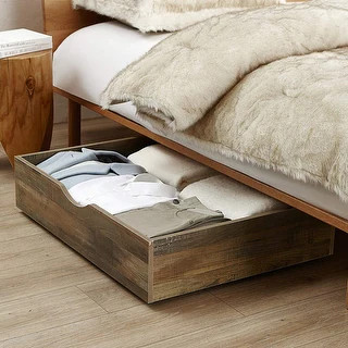The Storage MAX - Underbed Wooden Organizer with Wheels (Rustic) | Bed Bath & Beyond