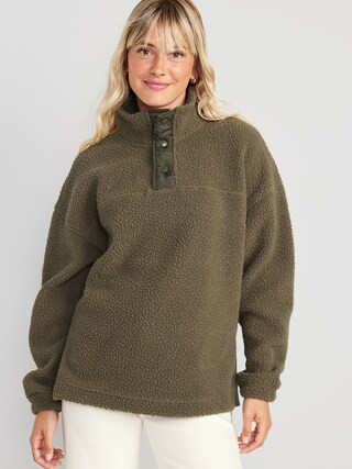 Step-Hem Sherpa Pullover for Women | Old Navy (US)