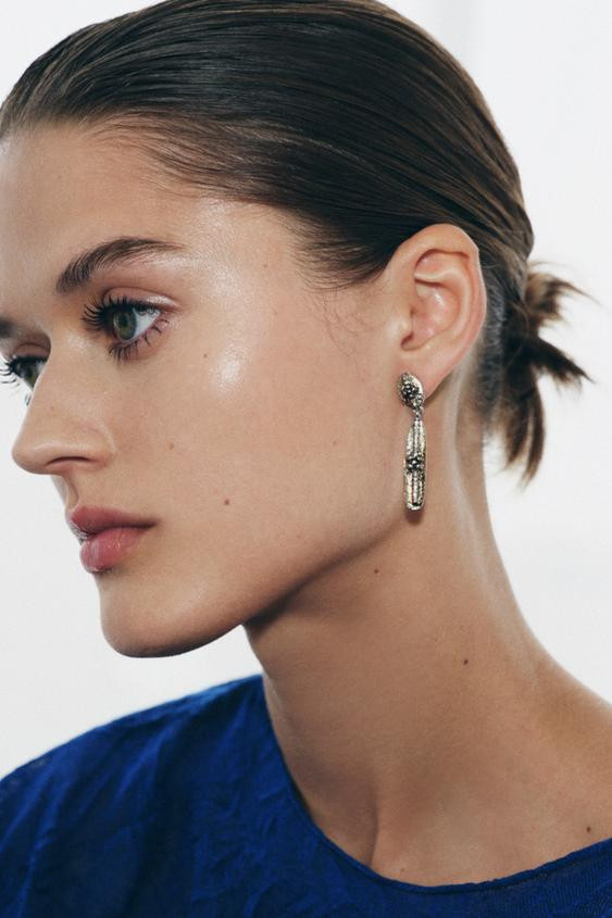 SPARKLY METAL EARRINGS | Zara US
