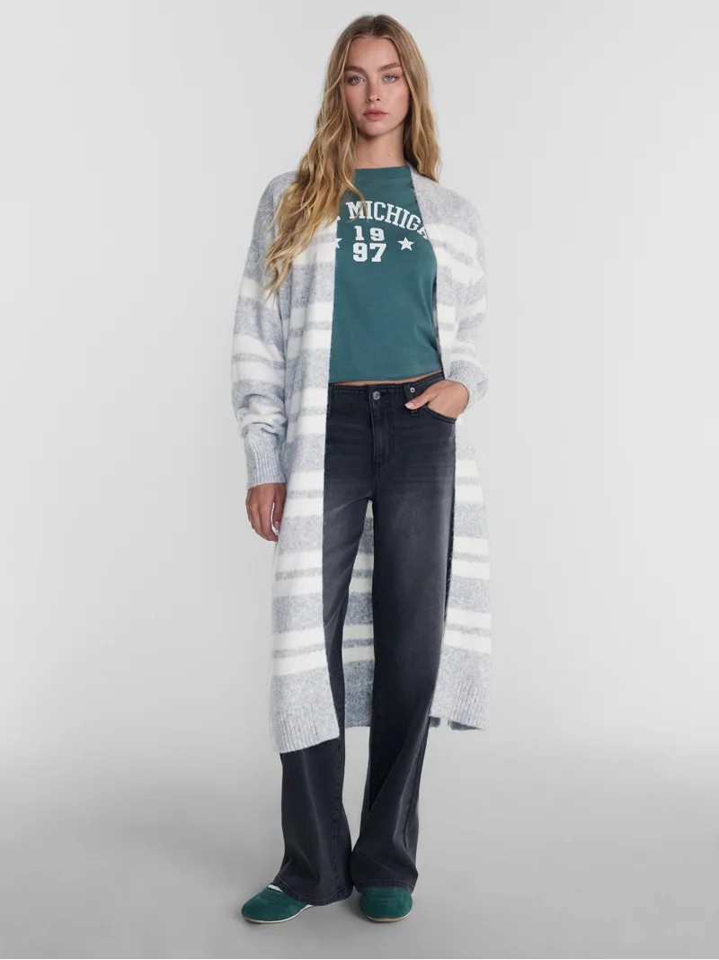 No Boundaries Open Front Duster Cardigan Sweater, Midweight, Women's XXS-XXL | Walmart (US)