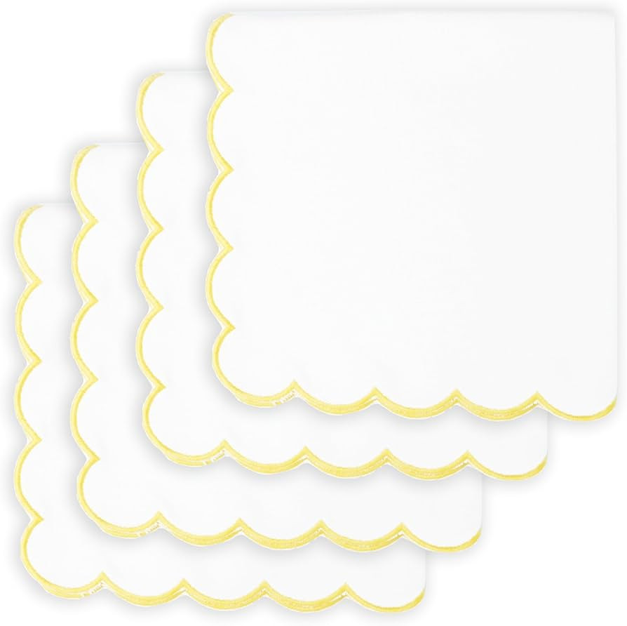 PurpleEssences Scalloped Embroidery Cloth Napkins - Spring Easter Summer - Table Decor - 100% Cot... | Amazon (US)