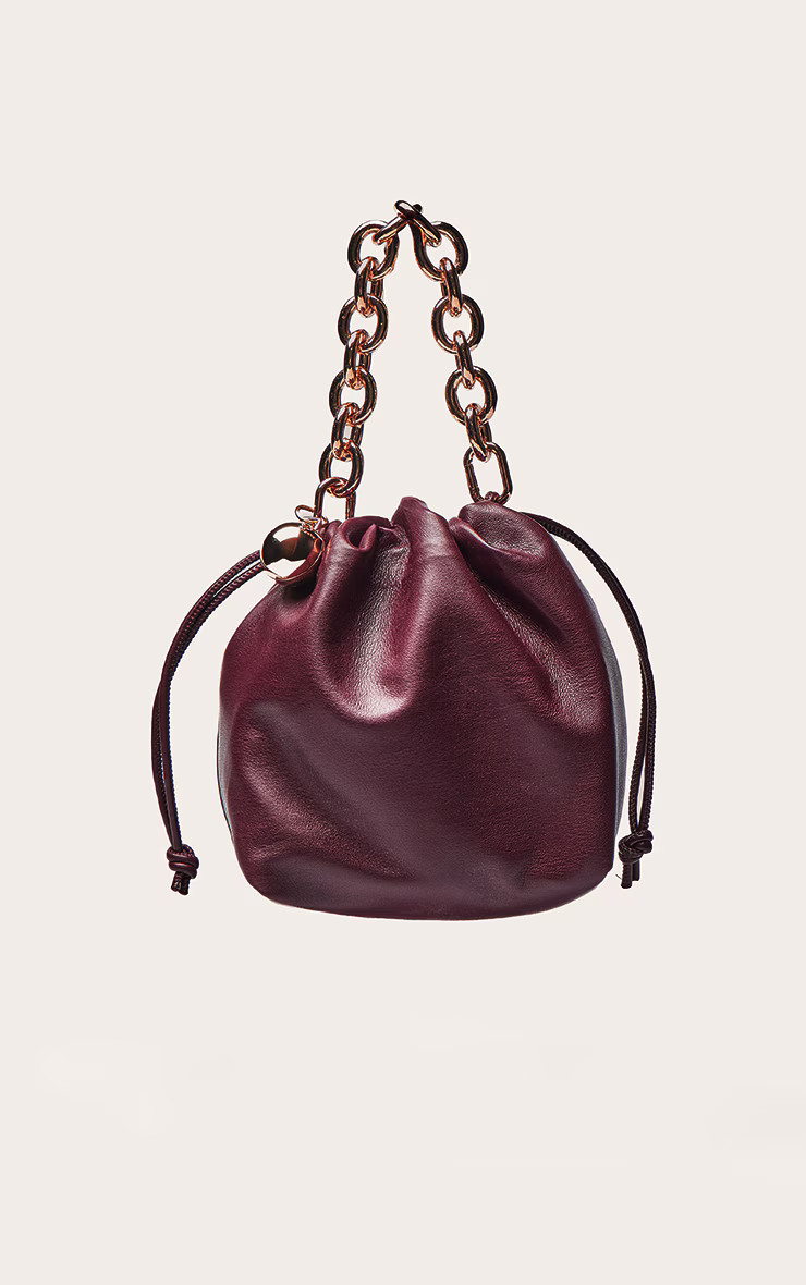 Burgundy Chain Bead Pouch Grab Bag | PrettyLittleThing UK