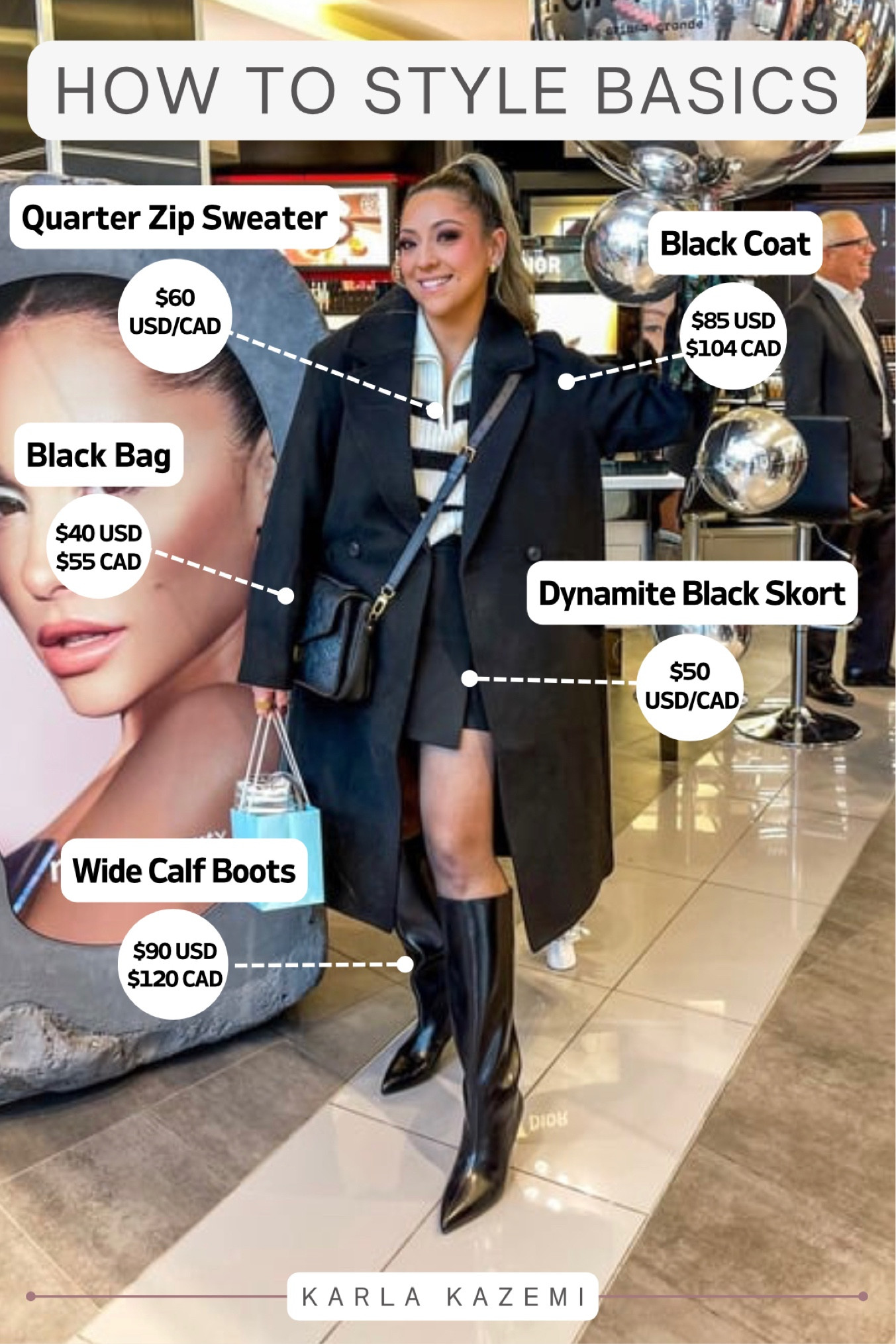 Fix all your styling problems by doing this one thing🙈
Start building your dream closet with ✨BASICS✨
It’s so exciting to buy trending items because they’re so fun and cute and all the things. However, they often leave you feeling like you have nothing to wear, even when you have a closet full of clothes…guilty on this one😅 
I’m finding my style as a mama of 3 and starting with the basics. This is a series I’m so excited to share with you! I’ve started by sharing videos, but here I breakdown outfit formulas that work and basics that are wearable from dropping kiddos off at school, to working at home, and dressing pieces up to fit a nicer occasion. 
Here I’m breaking down how to dress up basics, like a cropped sweater and a black skirt for a holiday party or event💕

OUTFIT BREAKDOWN:
💫 Black coat
💫Black and white quarter zip sweater
💫 Black skort, size 10
💫 Black knee high boots 
💫 Black neutra crossbody bag🫶

❤️Let’s go on this journey  and build our dream wardrobes together ❤️







Affordable fashion, basics, Fall basics, winter basics, Fall outfit, winter outfit, midsize outfit, outfit formula, holiday outfit idea, Christmas outfit, Christmas party, thanksgiving outfit, thanksgiving party, midsize holiday outfit, how to style knee high boots, how to style quarter zip sweater, how to style mini skirt, elevated fashion chic style, elevated chic, classic style, easy outfit, mom outfit, that girl outfit, holiday gift idea, Karla Kazemi, Latina. 

#LTKHoliday #LTKstyletip #LTKmidsize