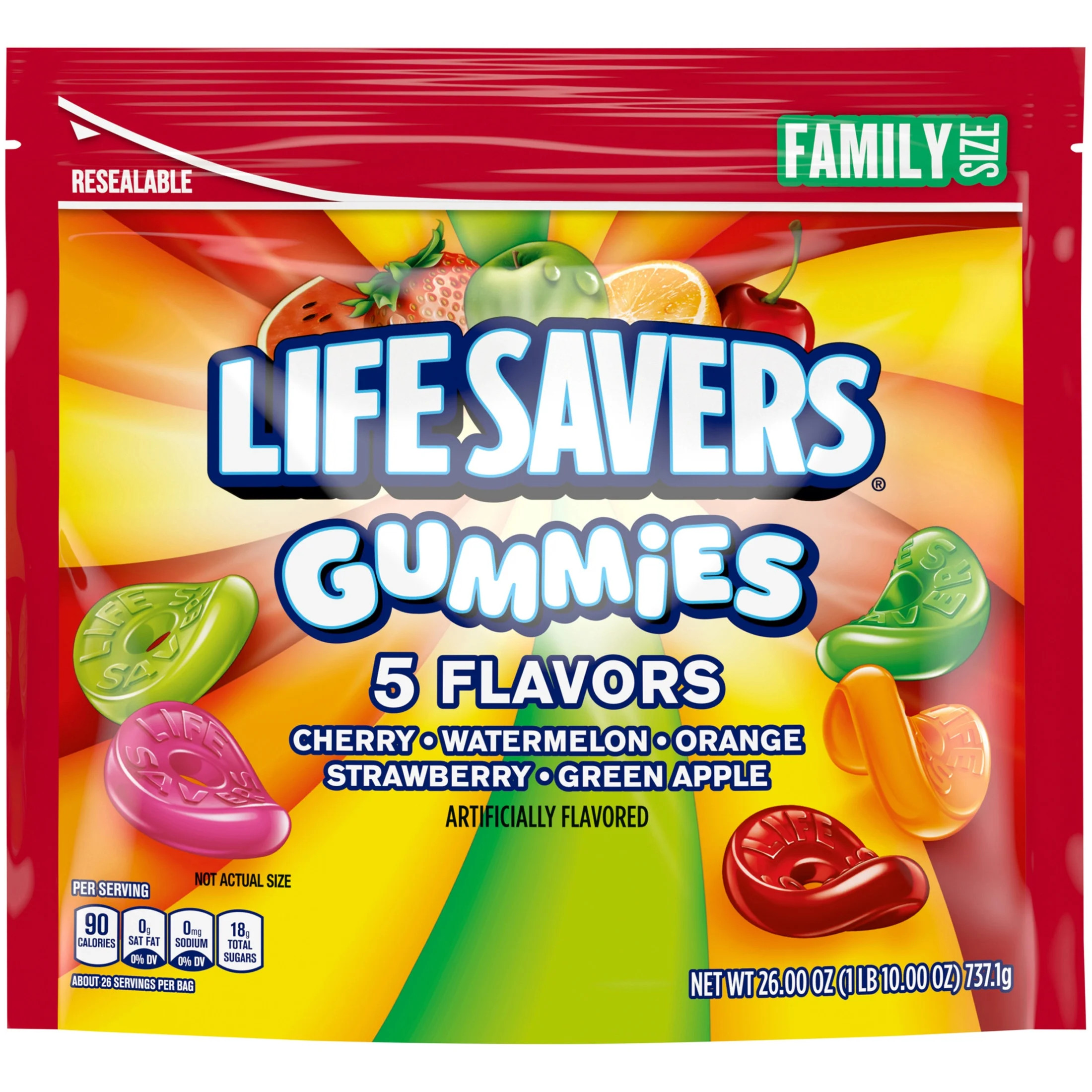 Life Savers 5 Flavors Gummy Candy, Family Size - 26 oz Bag | Walmart (US)