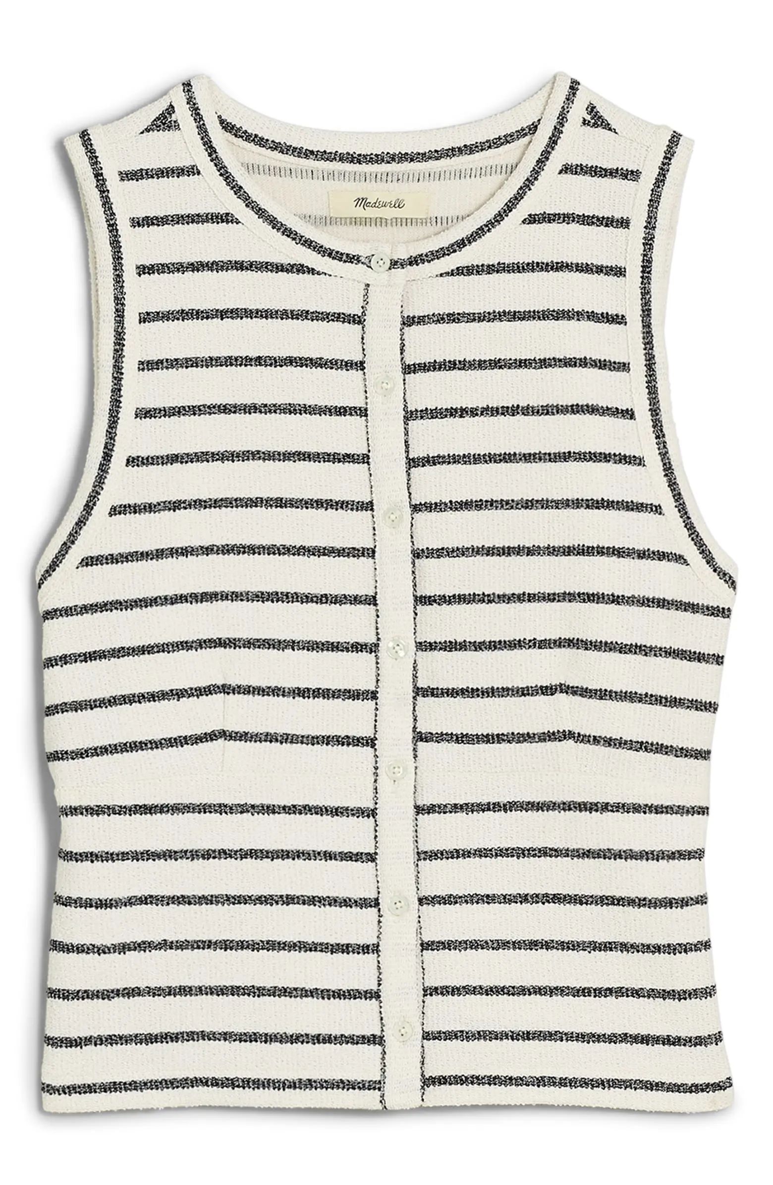 Stripe Split Crewneck Cardigan Tank | Nordstrom