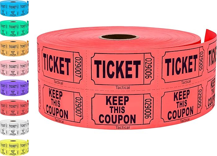 1000 Tacticai Raffle Tickets, Red (1 of 8 Colors), Double Roll, Ticket for Events, Entry, Class R... | Amazon (US)
