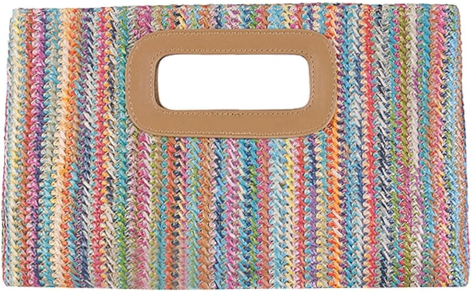 Straw Clutch Purse for Women Travel Straw Beach Tote Bag Woven Rattan Envelope Bag Top Handle Cro... | Amazon (US)