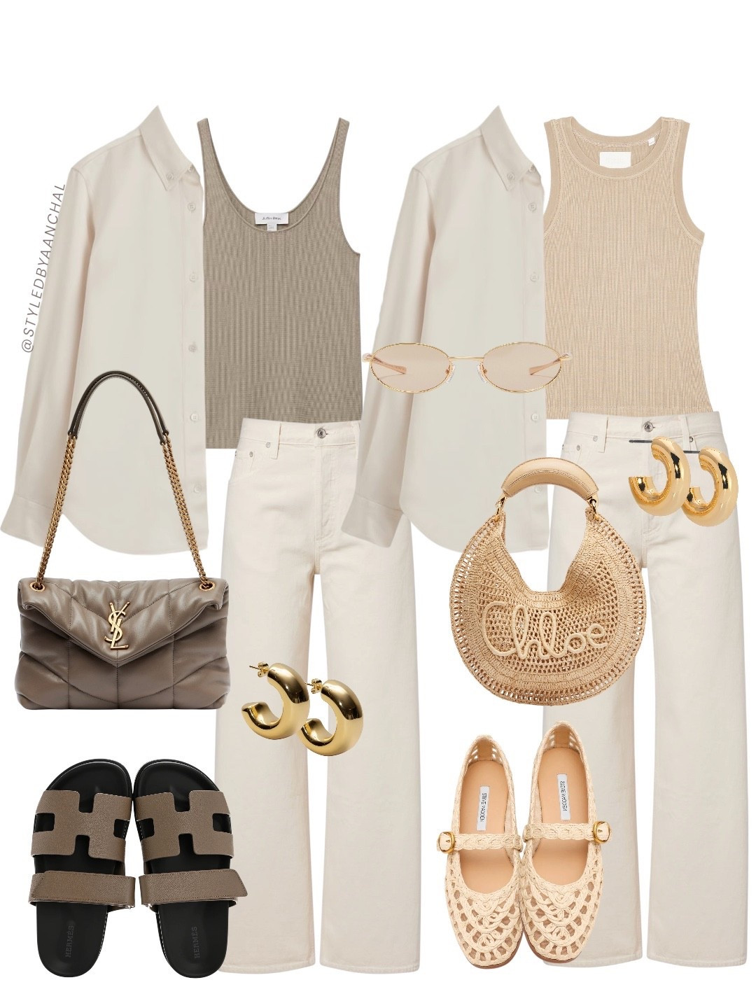 Same shirt & jeans- styled two ways 🤍

Outfit 1: relaxed and minimal with slides and a classic bag
Outfit 2: a bit more polished with woven flats and statement accessories

Which one are you picking 1 or 2? save for later 