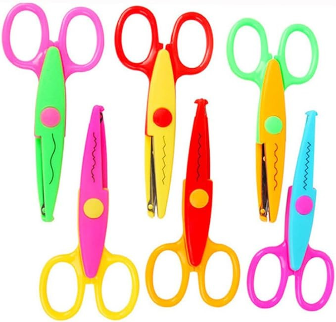 Jialeey Plastic Kids Design Safety Art Scissors Creative Crafts Scissors Paper Scrapbooking Decor... | Amazon (US)