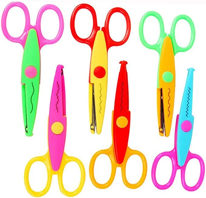 Jialeey Plastic Kids Design Safety Art Scissors Creative Crafts Scissors Paper Scrapbooking Decor... | Amazon (US)