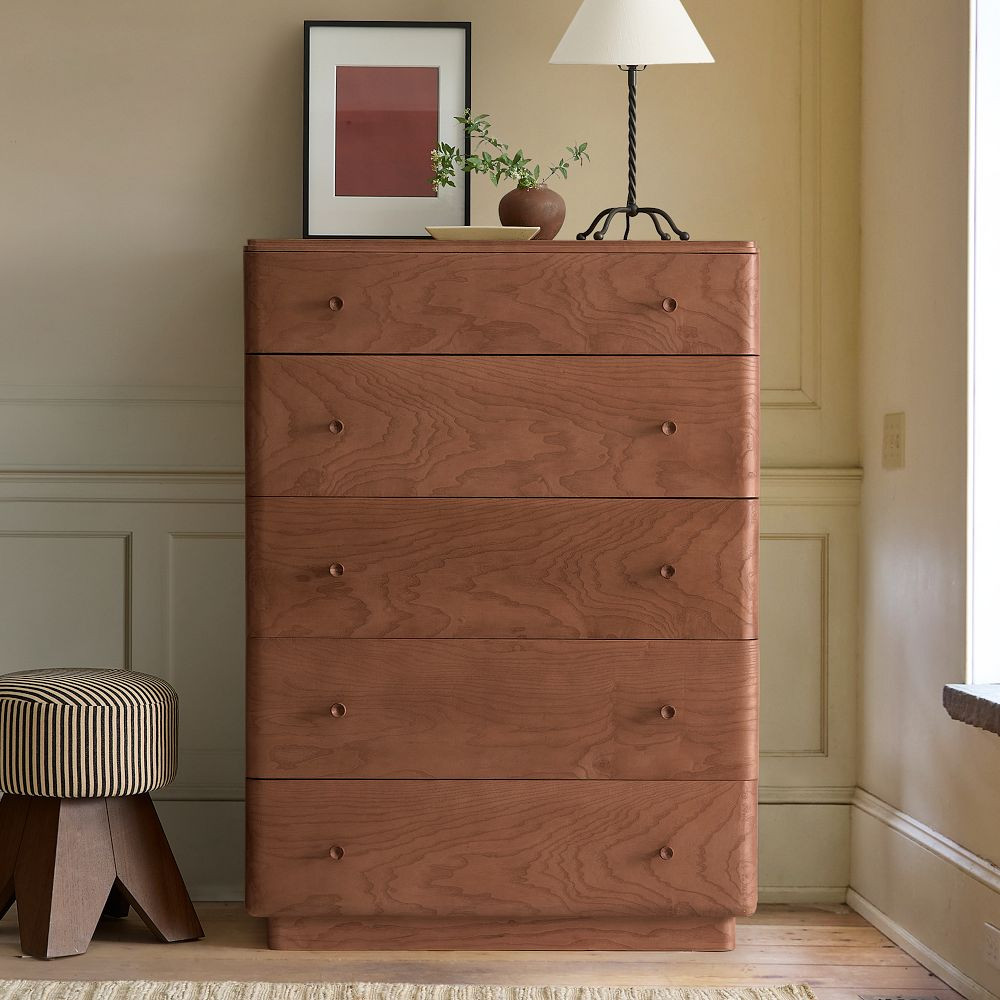 Pierce & Ward Burl Wood 5-Drawer Dresser (36") | West Elm (US)