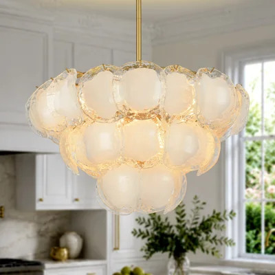 8-Light 3-Tier Modern Unique Statement Cloud Glass Chandelier Gold Pendant Lights | Wayfair North America