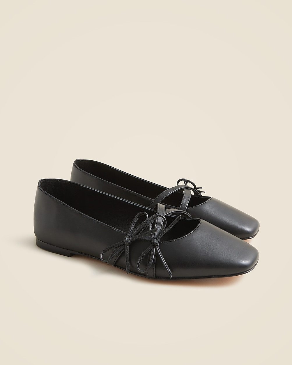 Quinn bow-strap ballet flats in leather | J. Crew US