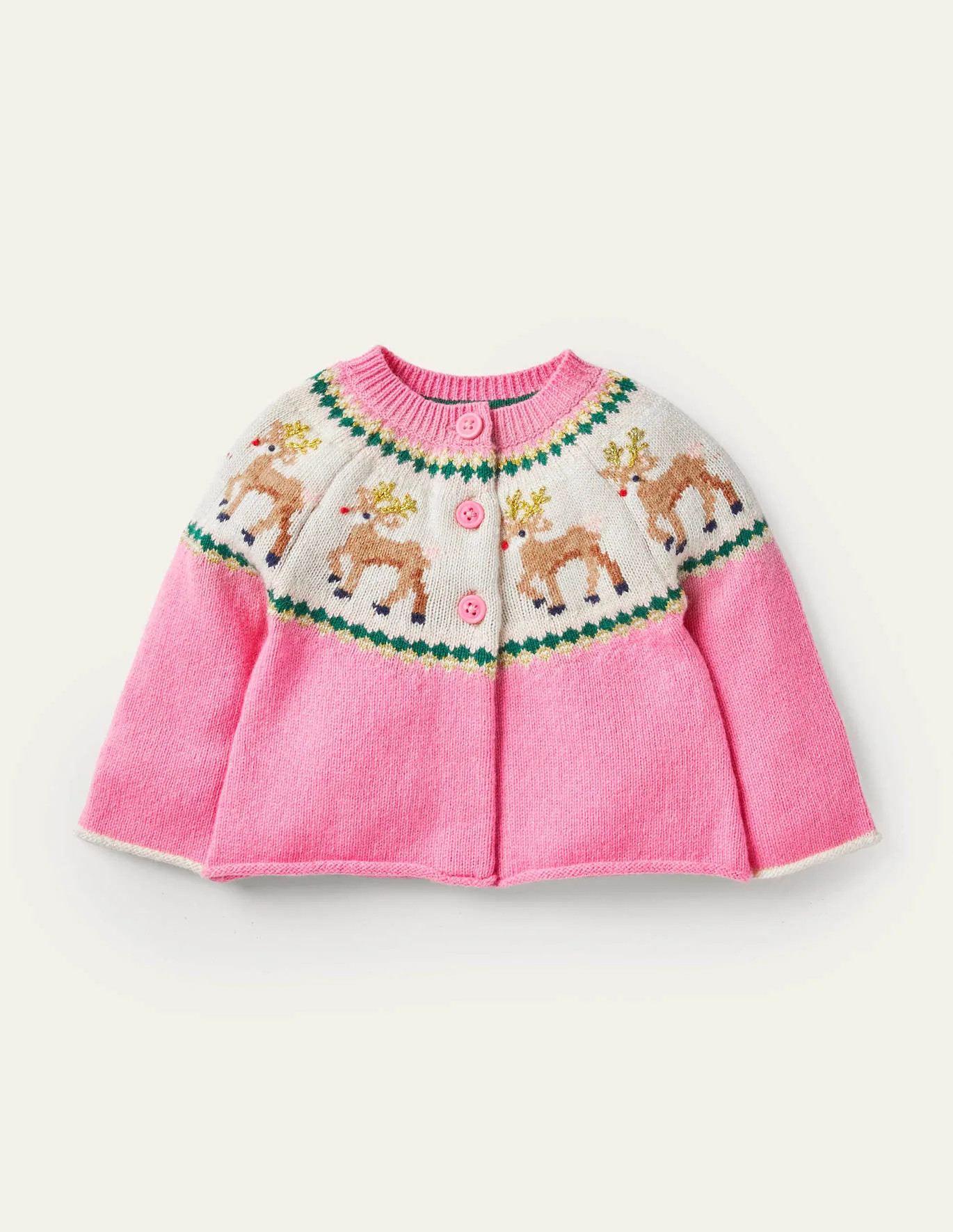 Fair Isle Cardigan - Formica Pink Reindeer | Boden US | Boden (US)