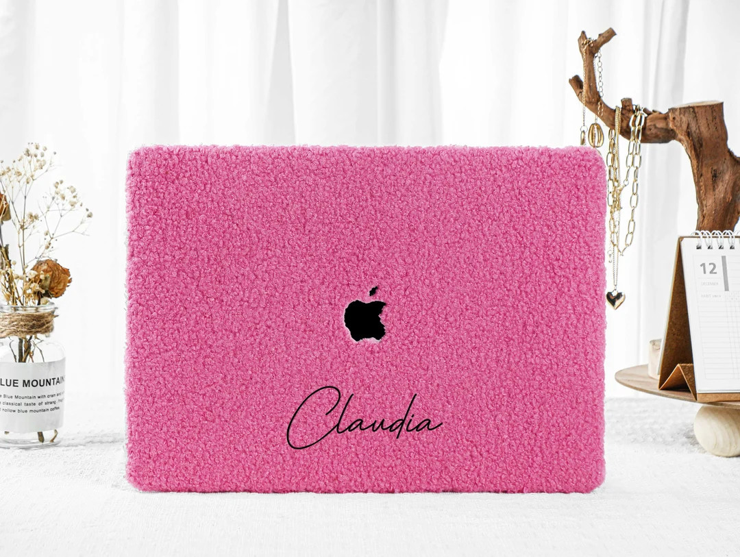 Personalised Rose Pink Fluffy MacBook Case for New MacBook Air 15 2023 M2 Air 13 A2681 M2 Pro 13 ... | Etsy (US)