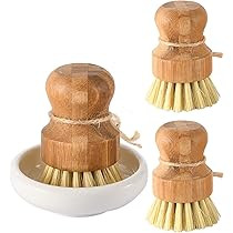 Bamboo Dish Scrub Brushes by Subekyu, Kitchen Wooden Cleaning Scrubbers Set for Washing Cast Iron... | Amazon (US)