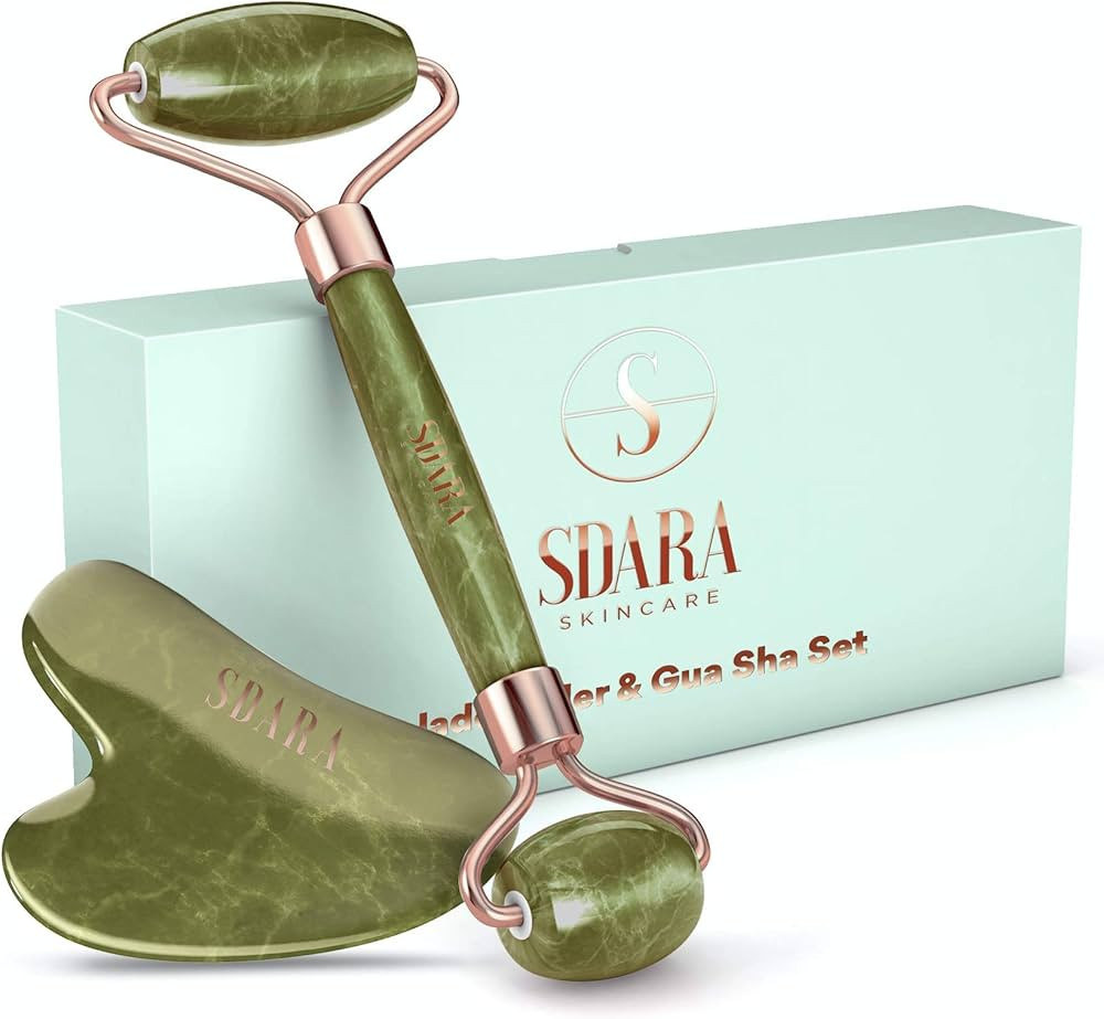 Sdara Jade Roller Gua Sha Set - Facial Roller and Massager for Slimming & Sculpting - Reduces Wrinkl | Amazon (US)