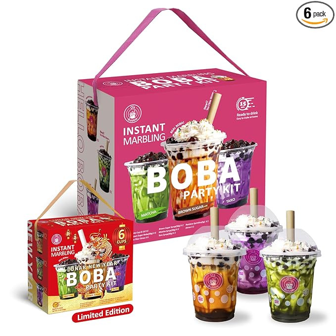 O’s Bubble Instant Marbling Boba Party Kit (Ambient) – 6 Servings | Amazon (US)