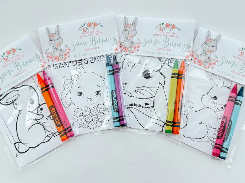 Some Bunny is One Party Favors, Bunny Party Favor Mini Coloring Sheets & Crayons, Some Bunny is O... | Etsy (US)