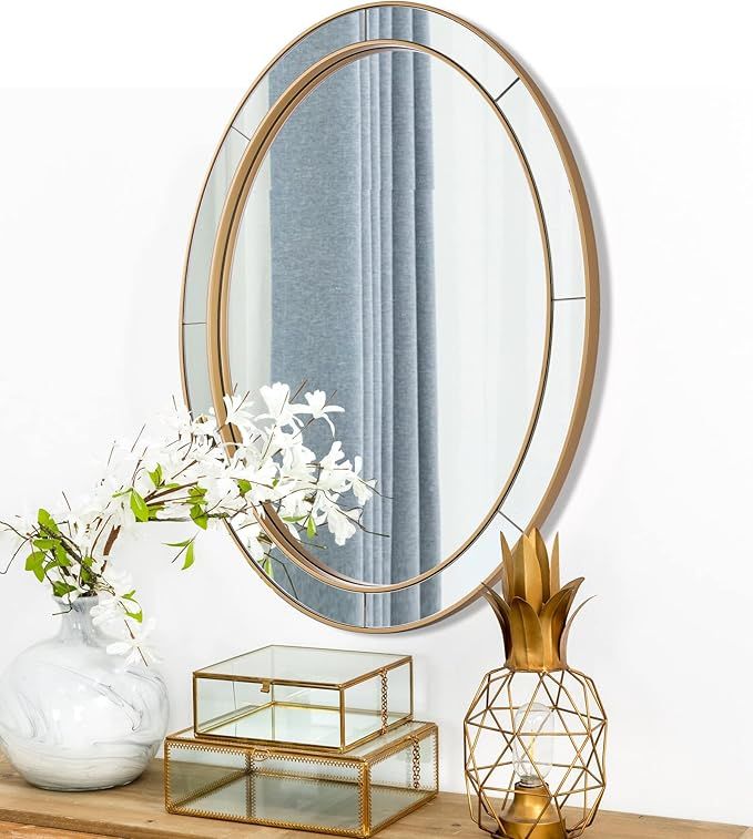 ANDY STAR Gold Oval Mirror for Bathroom, 22”x30” HD Glass Surround Vanity Mirror, Wall Mounte... | Amazon (US)