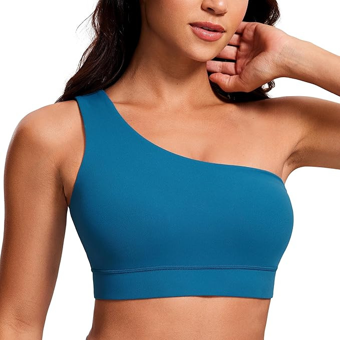 CRZ YOGA Butterluxe Womens One Shoulder Sports Bra - Sleeveless One Strap Low Impact Asymmetrical... | Amazon (US)