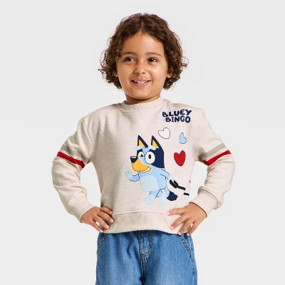 Toddler Boys' Bluey Valentines Fleece Sweatshirt - Gray 2T | Target