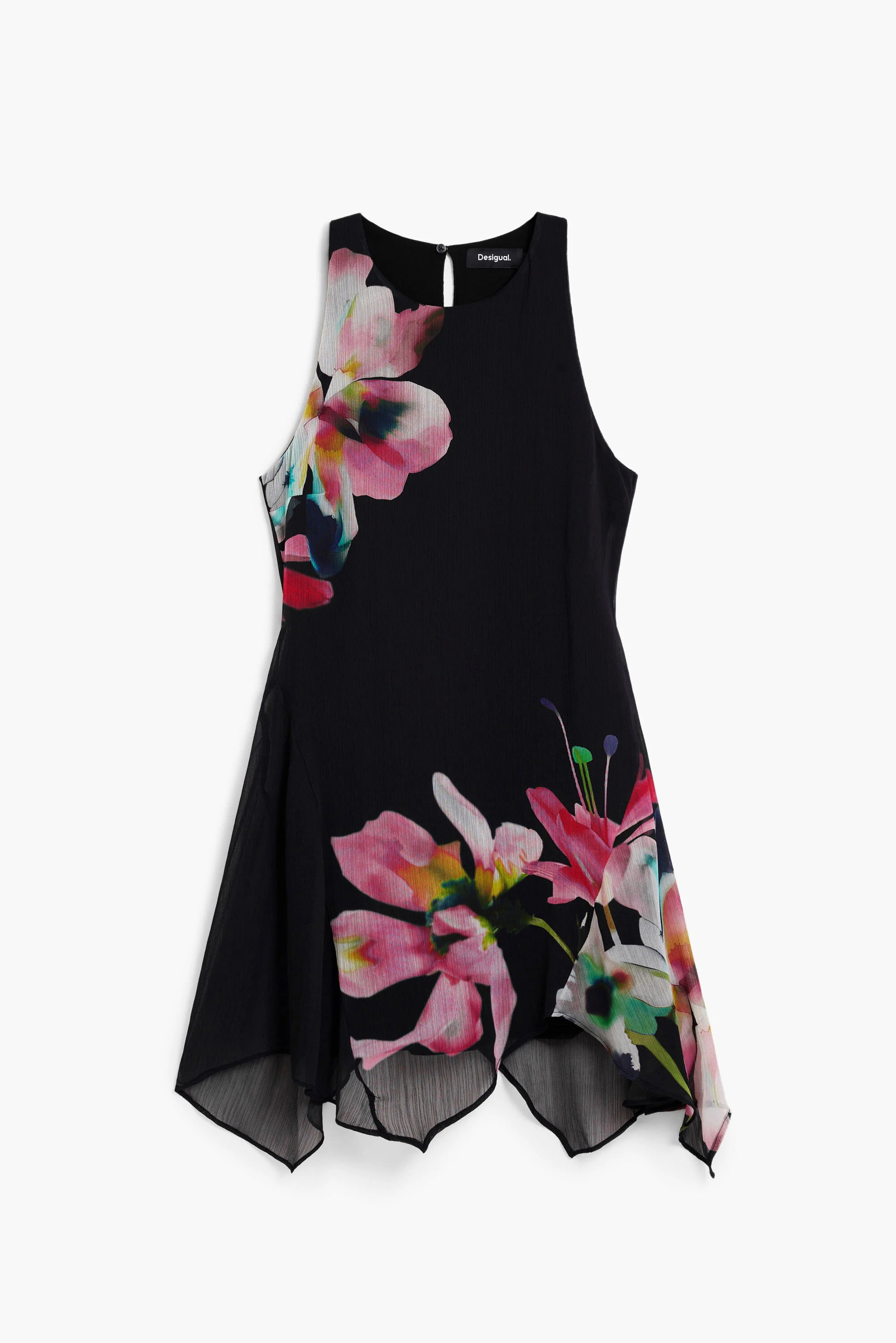 Asymmetrical floral dress black Women's I Desigual.com | Desigual USA,CA