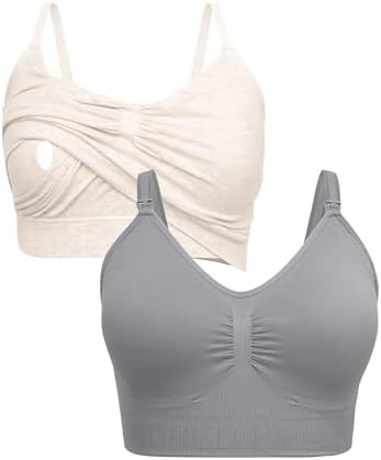 Kindred Bravely Sleep Pumping Bra & Sublime Nursing Bra Bundle (Oatmeal Heather & Grey, Medium) | Amazon (US)