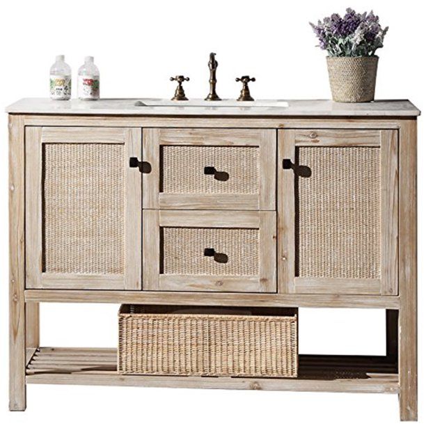 48" SOLID WOOD SINK VANITY WITH MARBLE TOP-NO FAUCET - Walmart.com | Walmart (US)