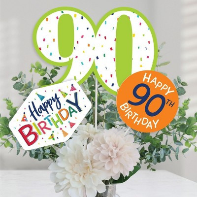 Big Dot of Happiness 90th Birthday - Cheerful Happy Birthday - Colorful Ninetieth Birthday Party Centerpiece Sticks - Table Toppers - Set of 15 | Target