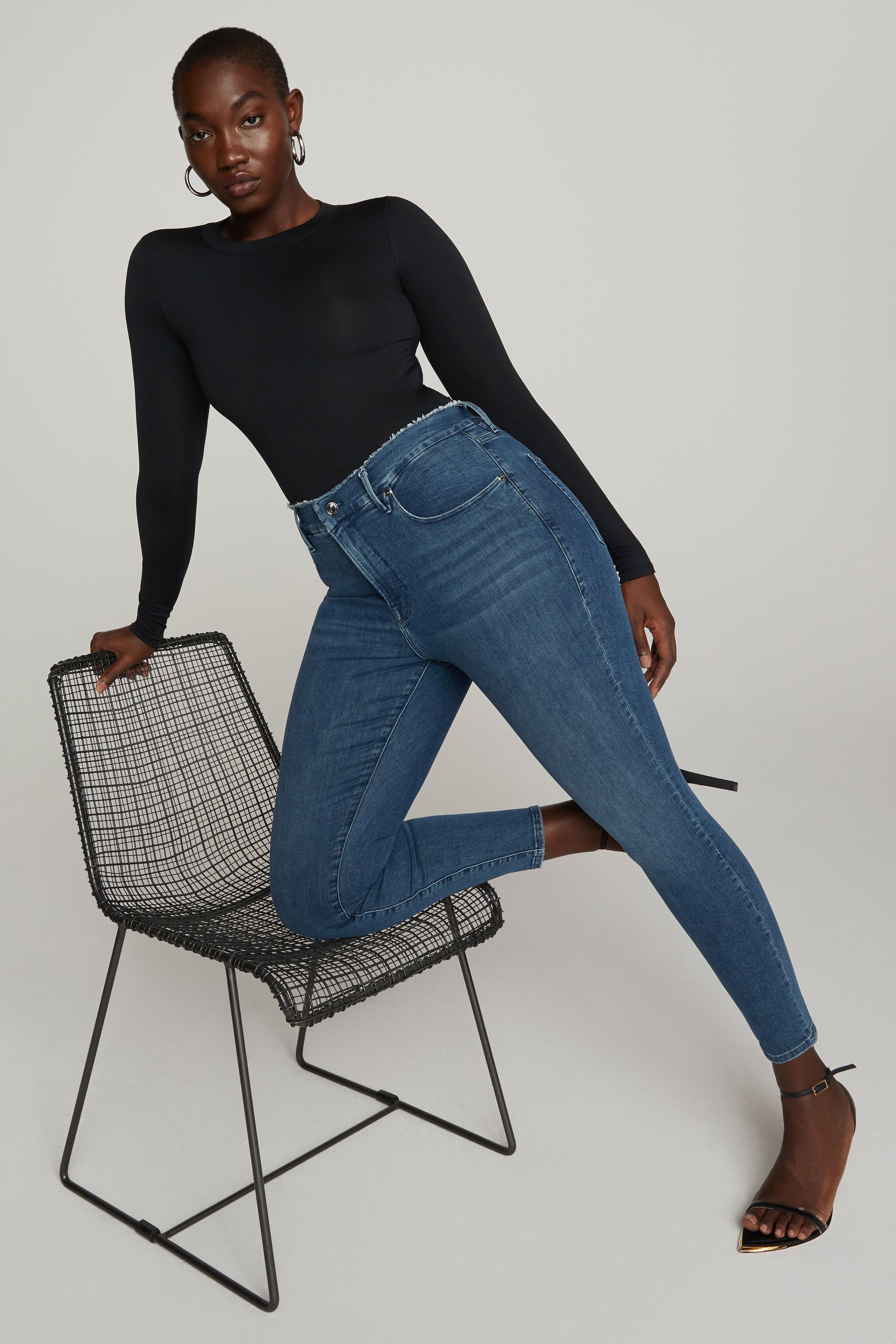 GOOD LEGS FRAY WAISTBAND | BLUE610 | Good American