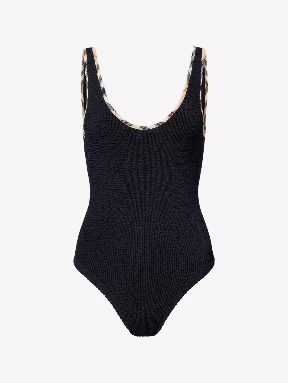 Burberry x Hunza G Faye Check-Trim Swimsuit and Scrunchie Set | Selfridges