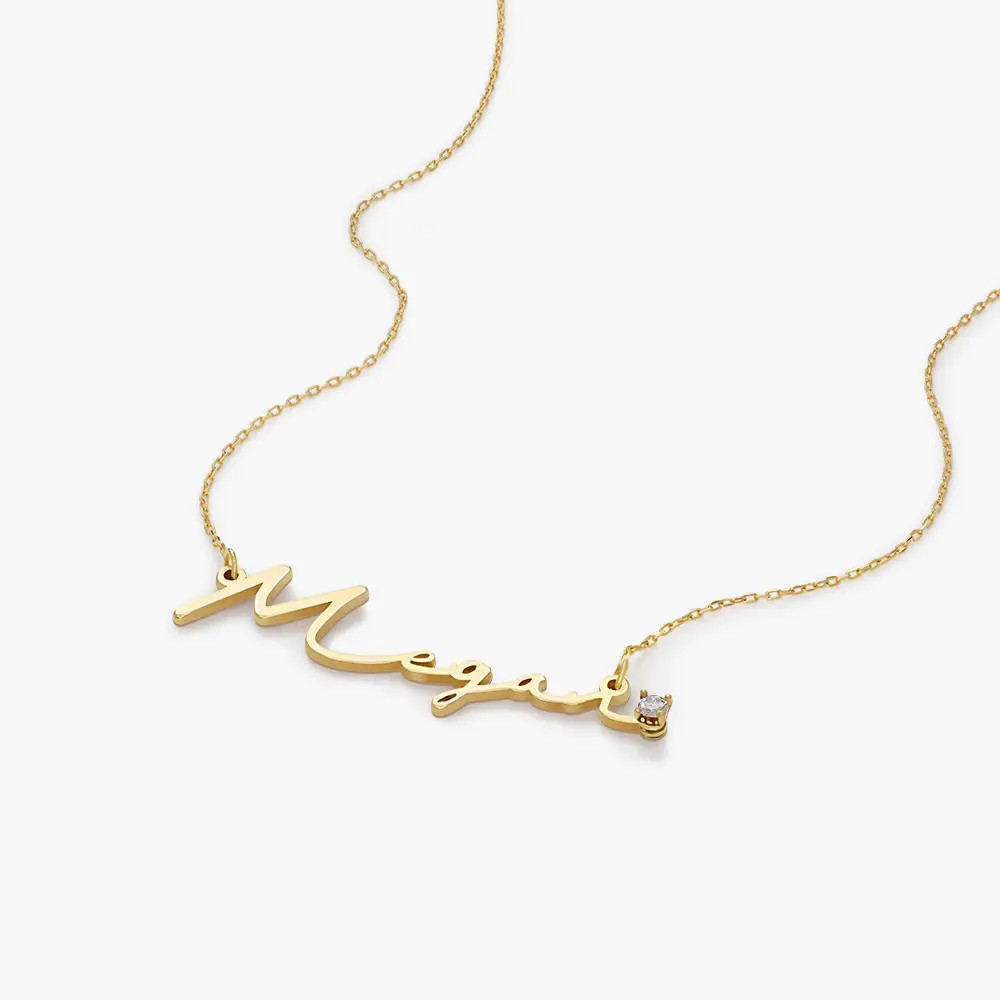 Mon Petit Name Necklace with Diamond - 14k Solid Gold | Oak & Luna (US)