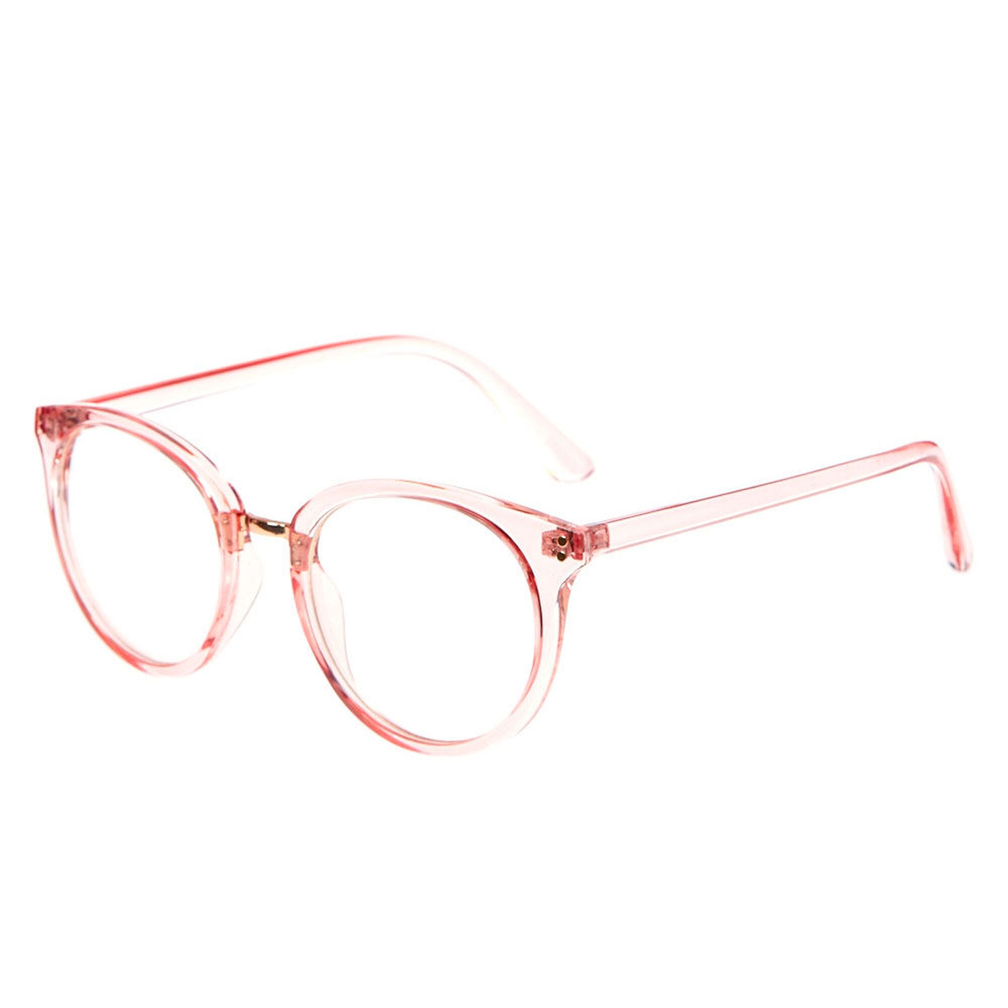 Clear Pink Round Fake Glasses | Claire's (US)